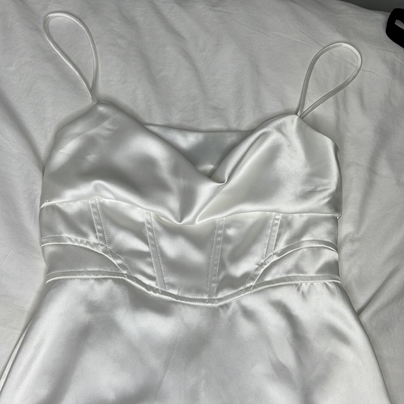 Zara White Corset Satin Effect Dress - Picture 11 of 13